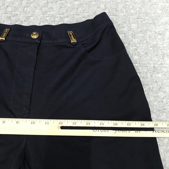 St. John Sport Pants Womens 4 Black Straight Leg Gold Hardware Made in USA Logo - Picture 6 of 9